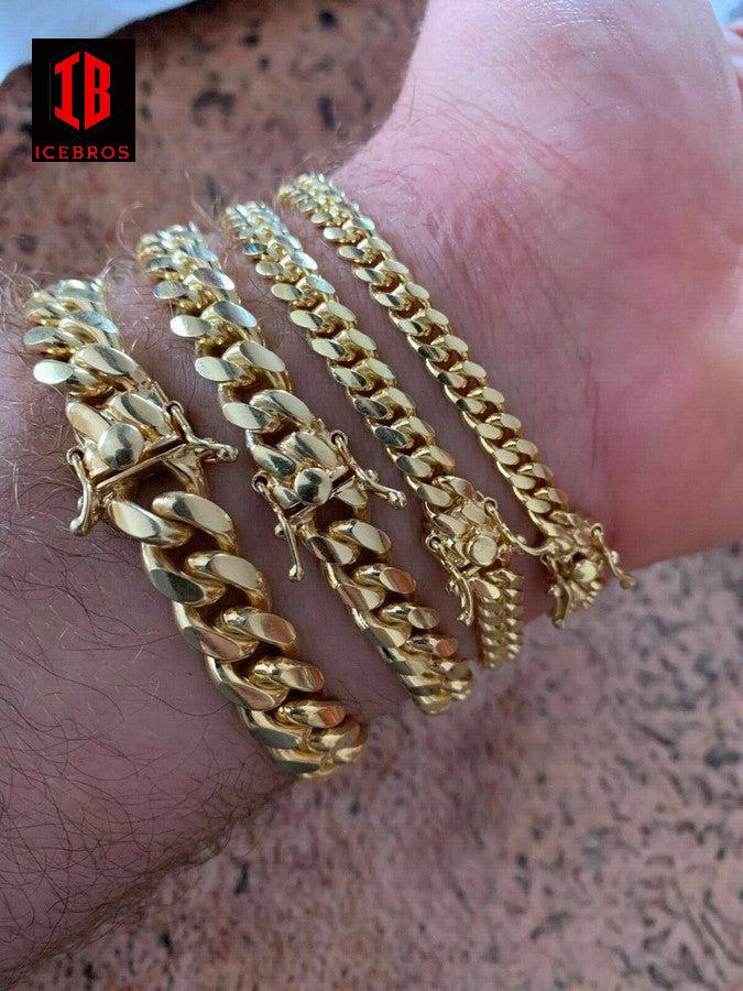 Miami Cuban Link Bracelet With Box Lock 14k Gold Over Solid 925 Silver ITALY - Flawless Karat