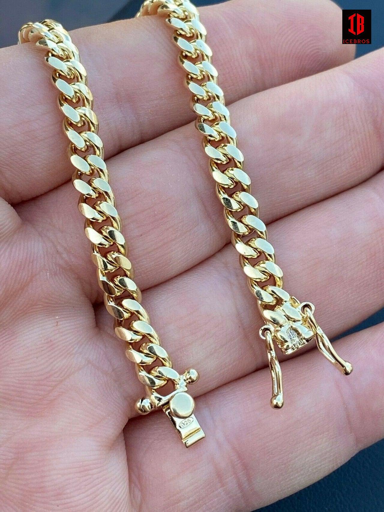 Miami Cuban Link Bracelet With Box Lock 14k Gold Over Solid 925 Silver ITALY - Flawless Karat