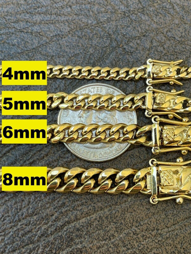 Miami Cuban Link Chain Necklace 14k Gold Over Stainless Steel (4-14mm)