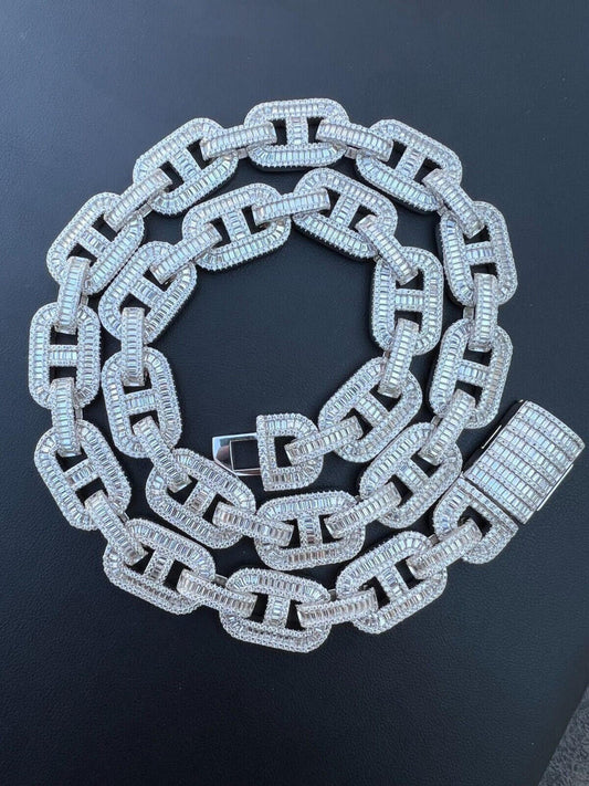 Moissanite Gucci  Mariner Link Chain in White Gold  14MMM