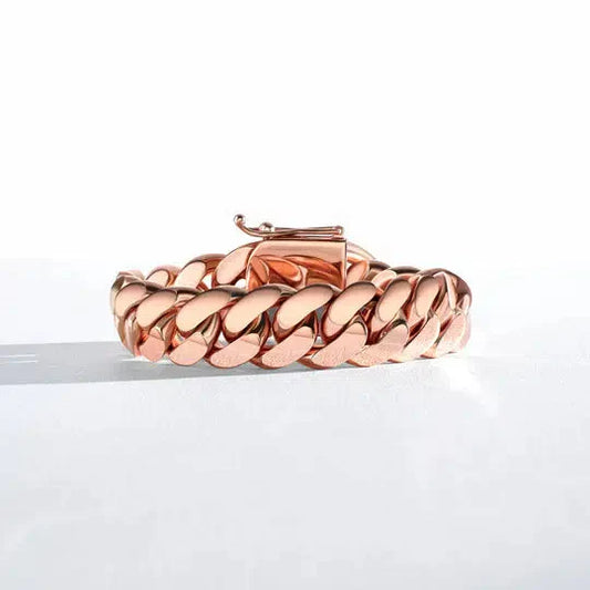 ROSE GOLD Handmade Tight Link Miami Cuban Bracelets In 999 Silver - MADE TO ORDER In 1-2 Weeks - Flawless Karat