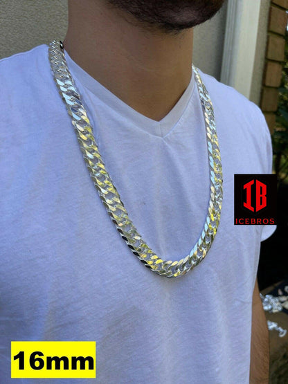 Real 925 Sterling Silver Double Curb Cuban Chain Necklace TIGHT LINK (3.5m-16mm)