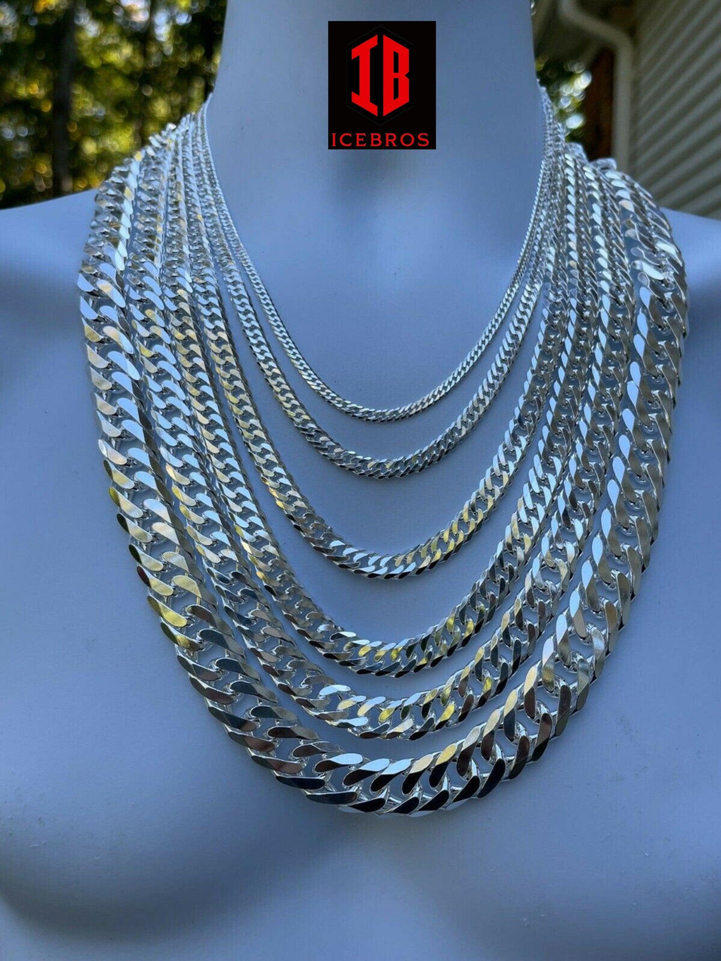 Real 925 Sterling Silver Double Curb Cuban Chain Necklace TIGHT LINK (3.5m-16mm)