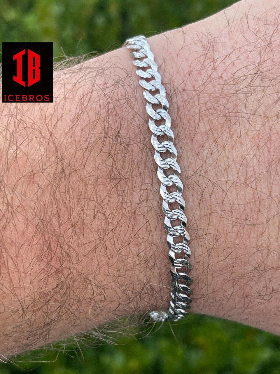 Solid Silver hot Men's Cuban Bracelet