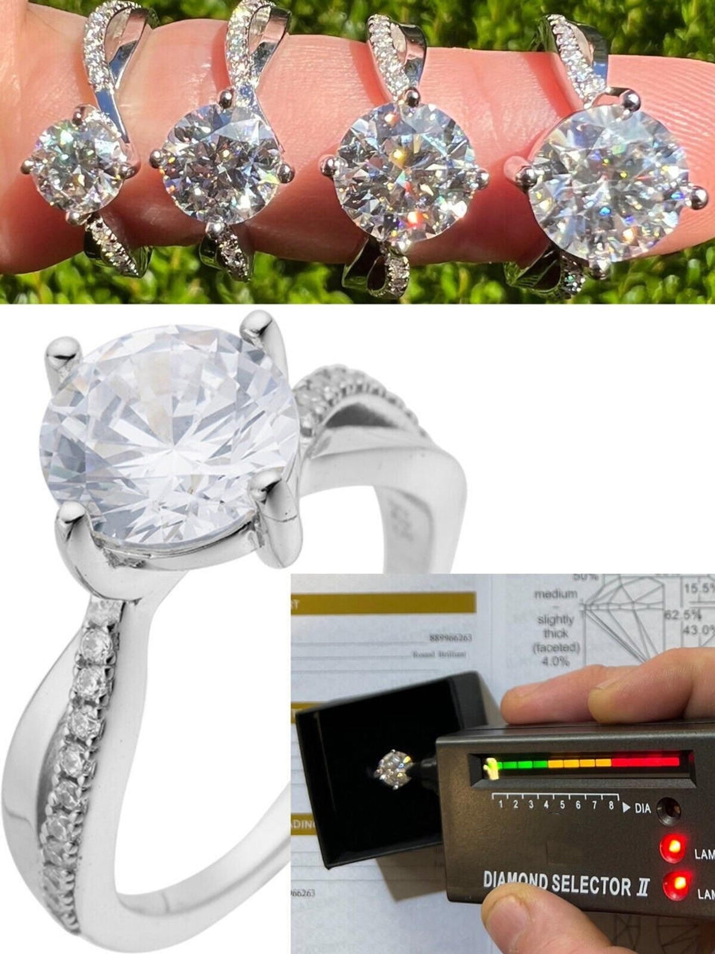 VS Moissanite Engagement Promise Wedding Ring Passes Diamond Tester - Flawless Karat