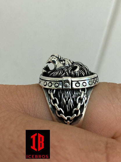 Vintage Real Solid 925 Sterling Silver King Lion Of Judah Rasta Ring Sz 7-13 HEAVY - Flawless Karat