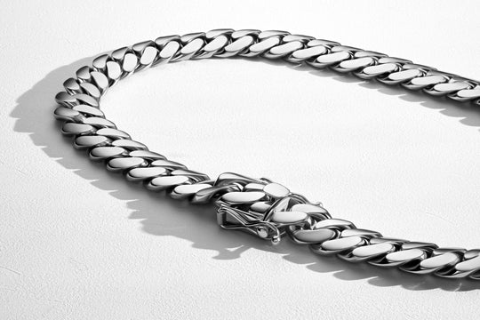 White Gold Rhodium Handmade Tight Link Miami Cuban Chains In 999 Silver - MADE TO ORDER In 1-2 Weeks - Flawless Karat