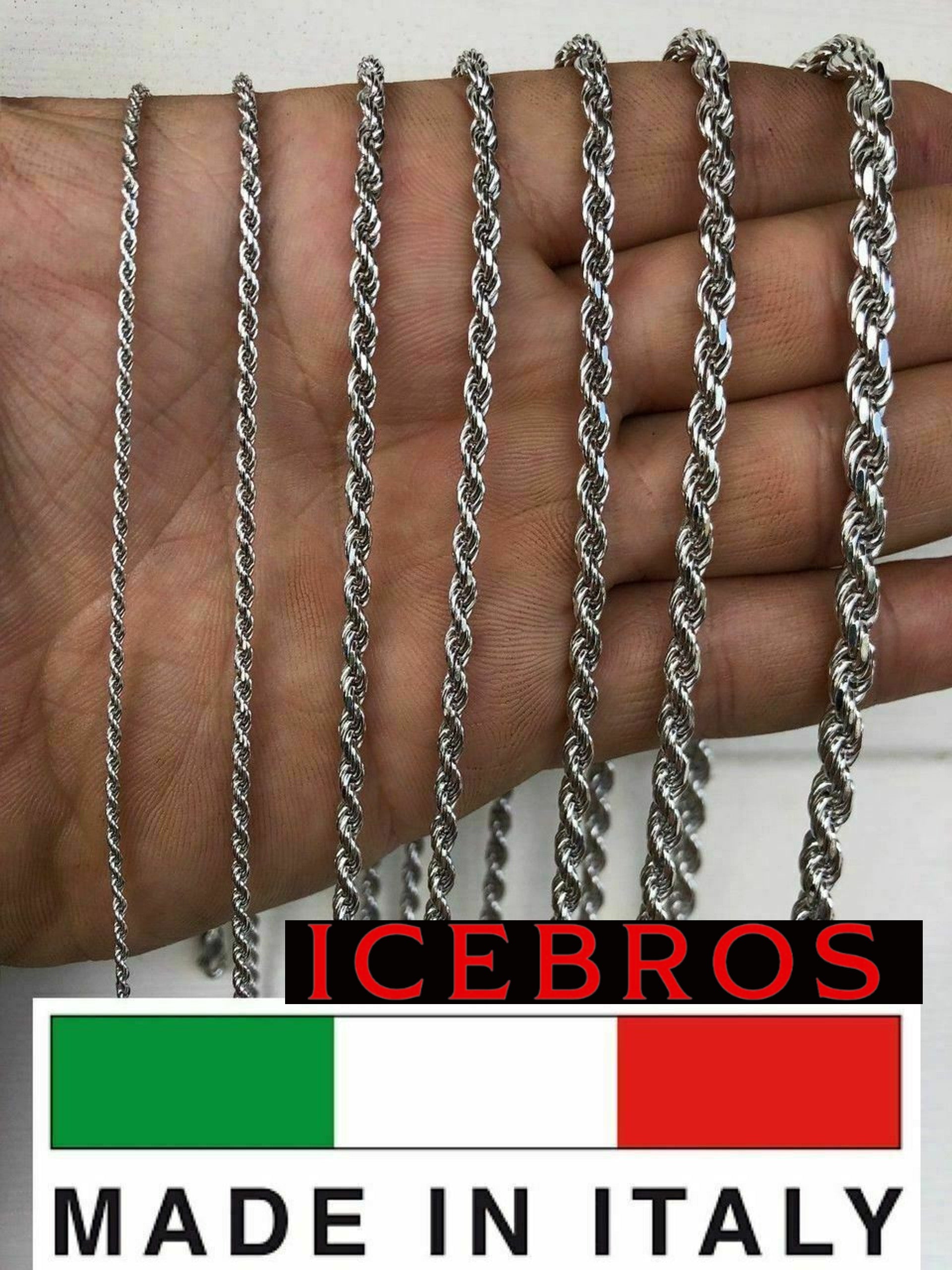 Italy good 925 Sterling Silver Rope Chain