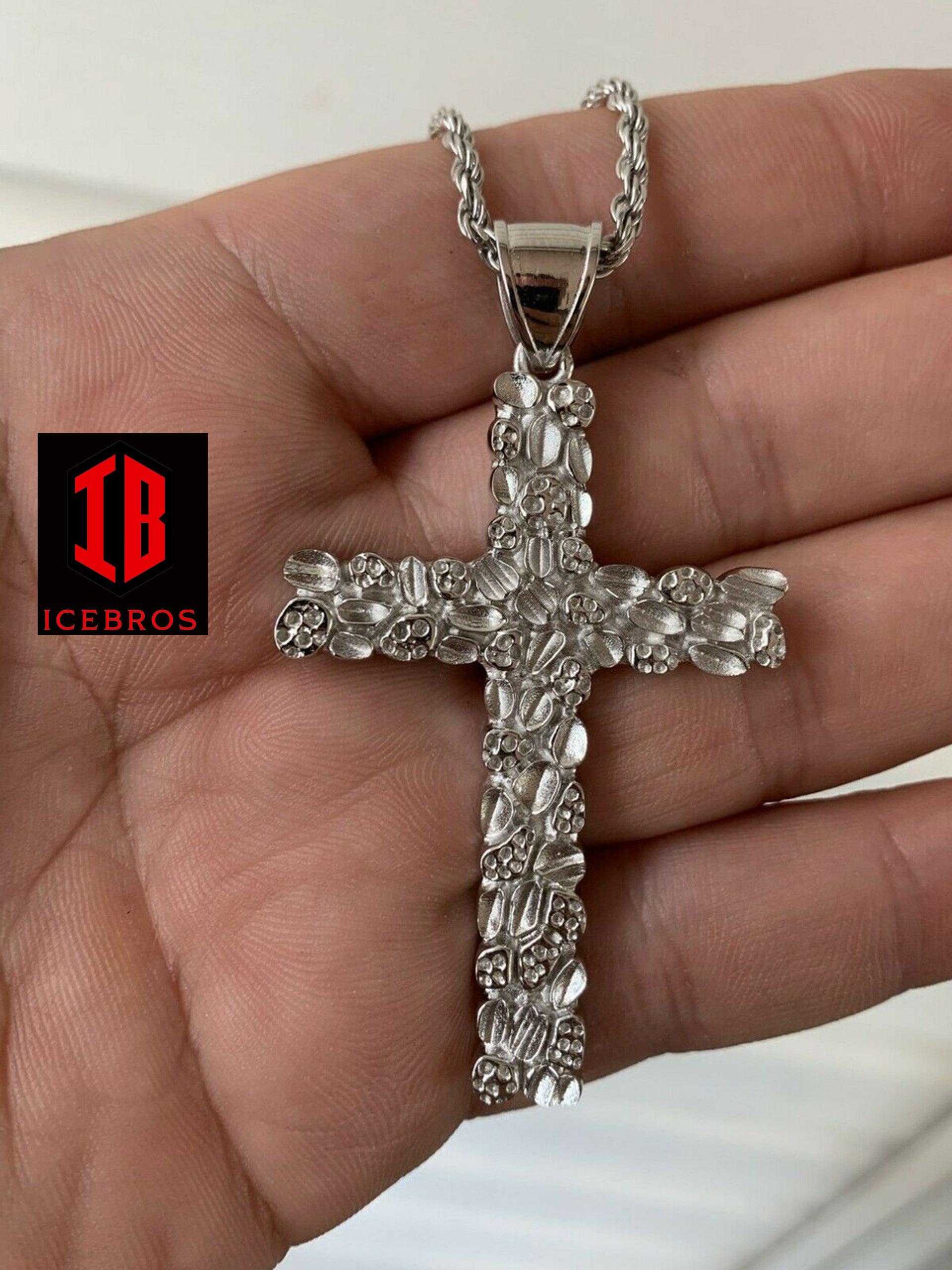 Nugget Cross 14k Gold 925 Silver hot Large