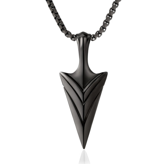 Viking Arrow Pendant Necklace Stainless Steel Box Chain