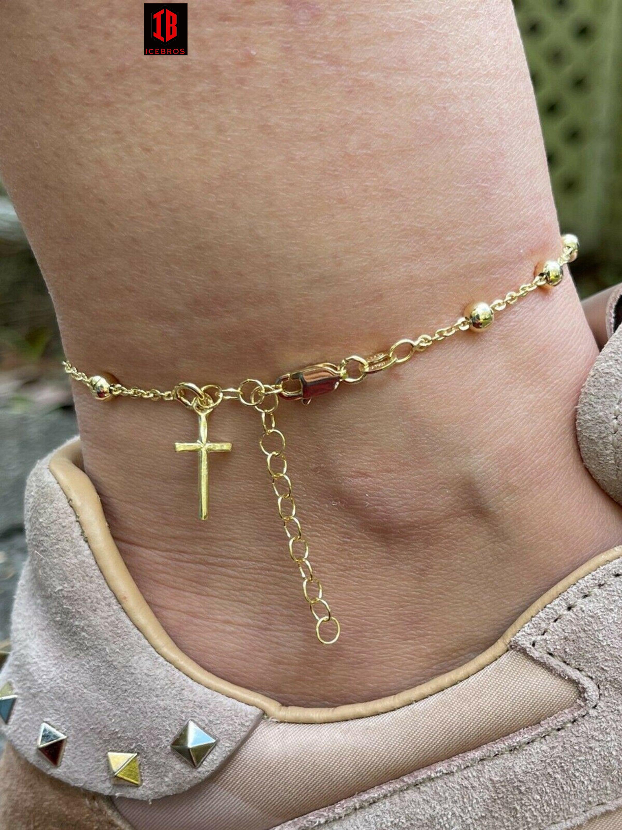 Gold over Silver newest Beaded Ankle Bracelet