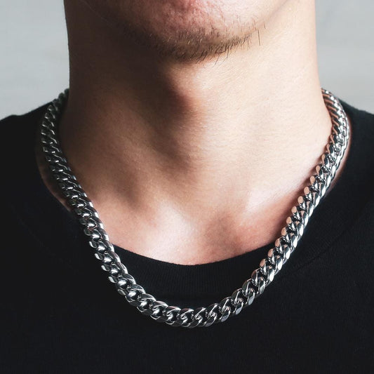 10mm Stainless Steel Cuban Chain (Round Cut) Steel Color
