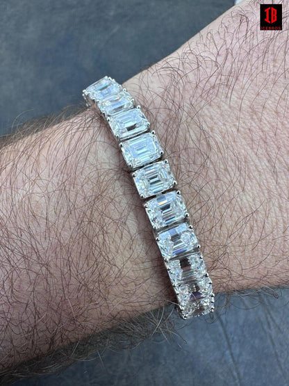 8mm Diamond Emerald-Tennis Bracelet 925 Sterling Silver 60 Carat