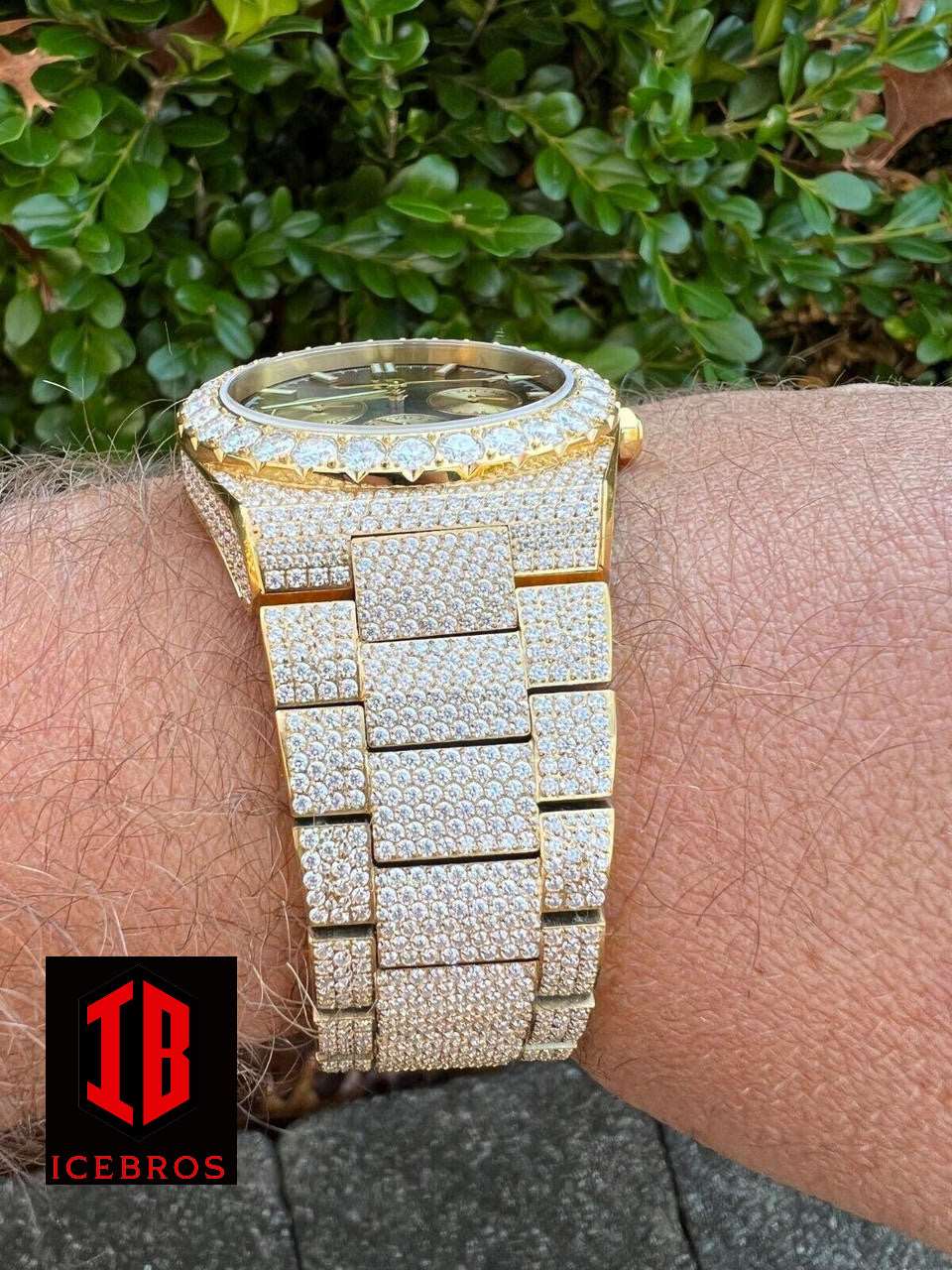 (21) Honeycomb Set 35ct. MOISSANITE Gold Men's Perpetual Skeleton Watch Iced Hip Hop Passes Tester ✅