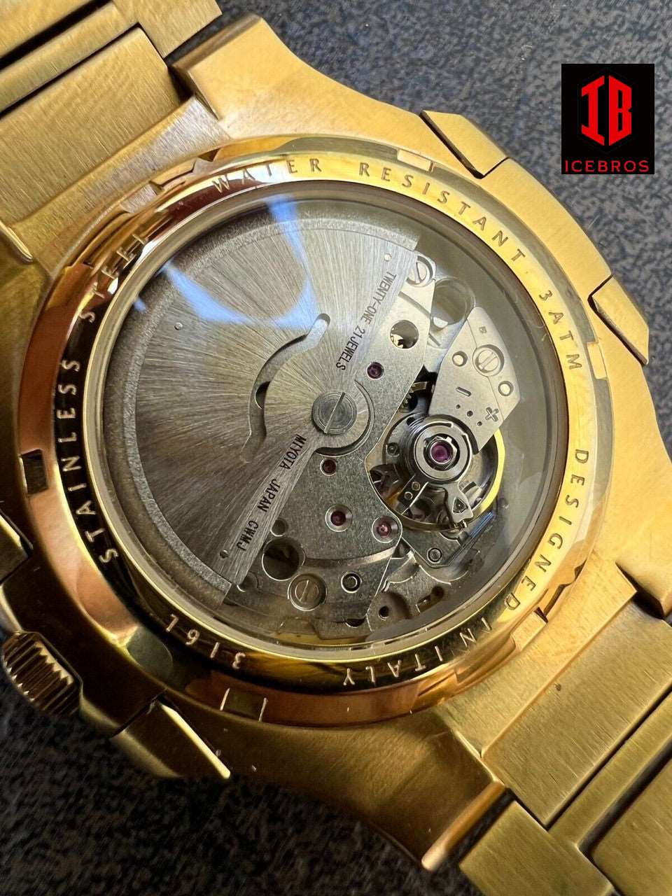 (14) 14ct Diamond MOISSANITE Men's Watch Fully Iced Stainless 14k Gold Pass Diamond Test
