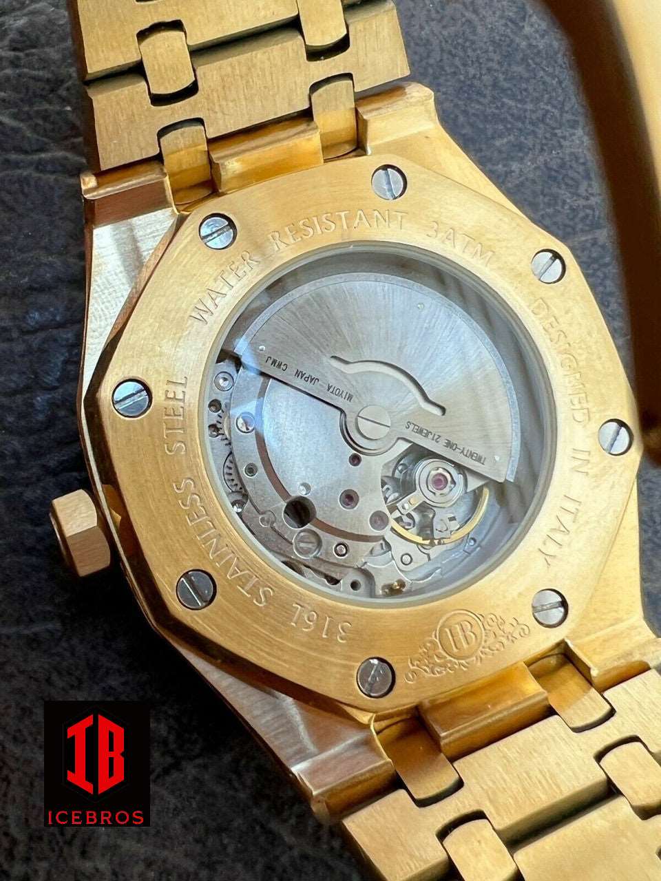 (13) MOISSANITE Watch Iced Automatic Skeleton 14K GP 44mm HipHop Passes Diamond Test (13.5CT)