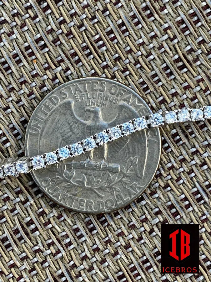 Real 925 Sterling Silver Diamond Tennis Bracelet 6-8.5" Mens Or Ladies