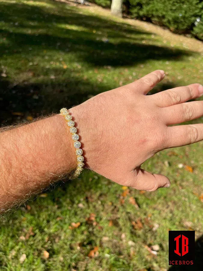 14k gold cluster tennis bracelet for mens