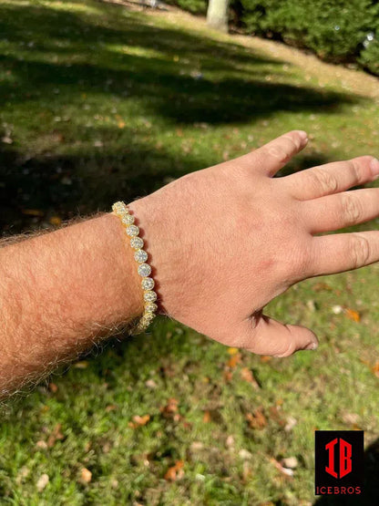 14k gold cluster tennis bracelet for mens