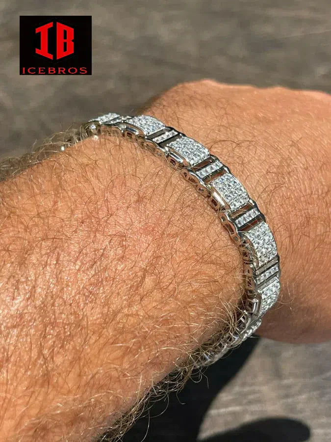 Mens Iced Presidential Bracelet 14k Yellow Gold Over Solid 925 Silver Diamonds