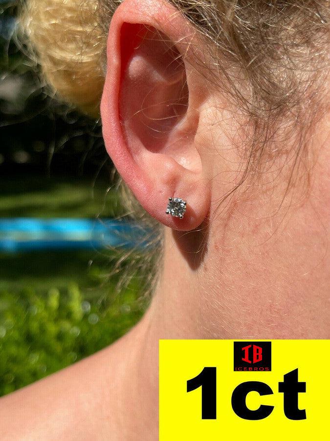 925 Sterling Silver Moissanite Stud Earings, Men's & Ladies, All Sizes 0.2-2ct