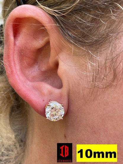 Rose Gold 925 Sterling Silver Moissanite Stud Earrings Diamond Tester Size 0.4-8ct 14k