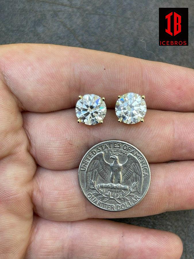 Moissanite Diamond Stud Earrings 14k Gold & White Gold 8mm -10mm