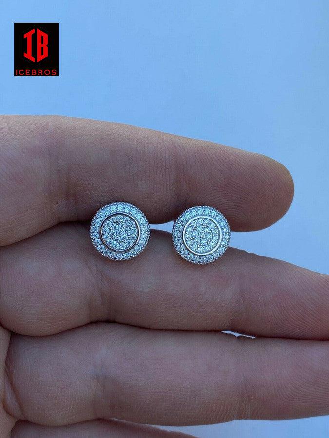 Men's 11mm 925 Silver Iced Moissanite Earrings Studs Pass Diamond Tester