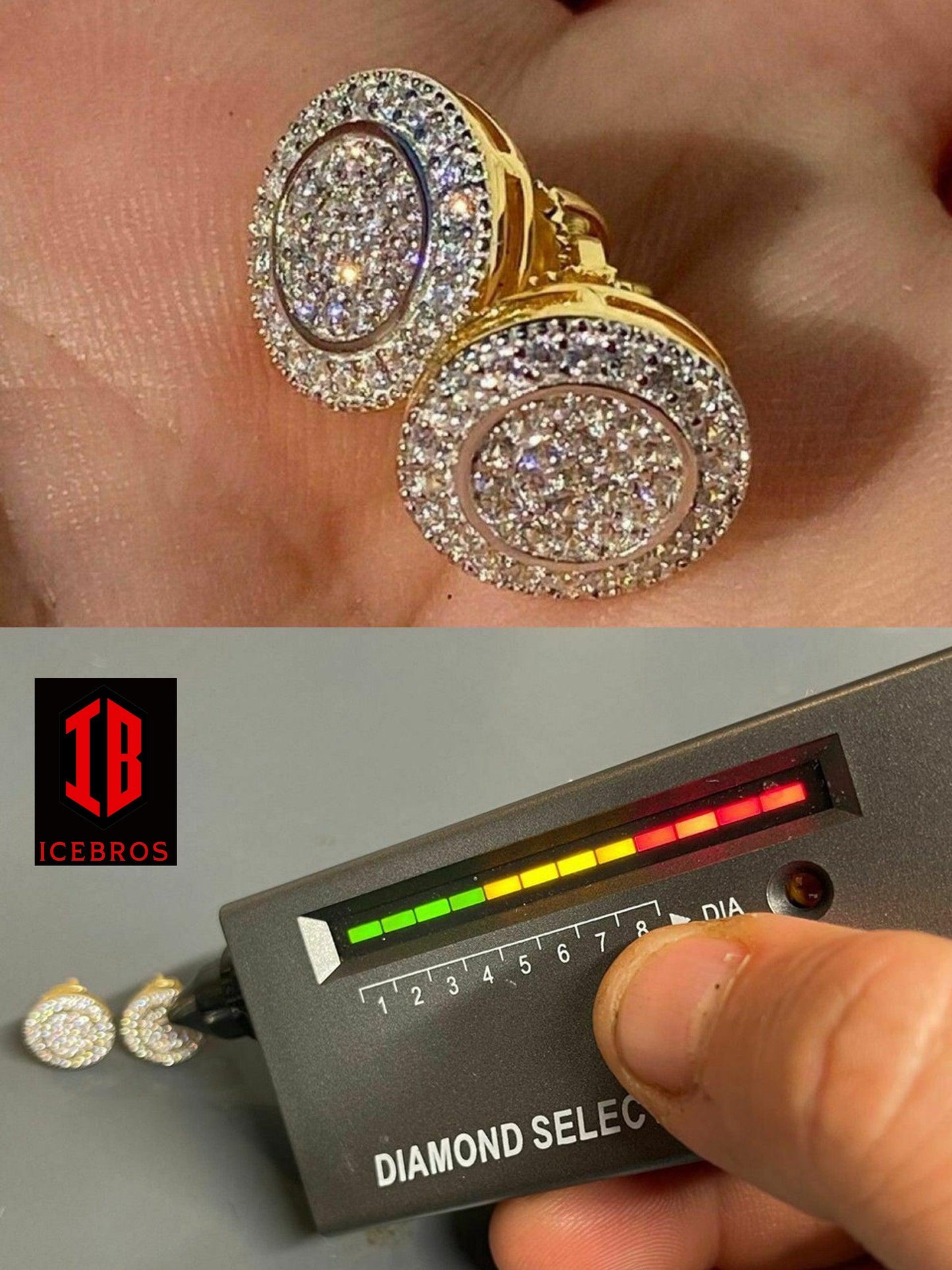 Men's 11mm 925 Silver Iced Moissanite Earrings Studs Pass Diamond Tester