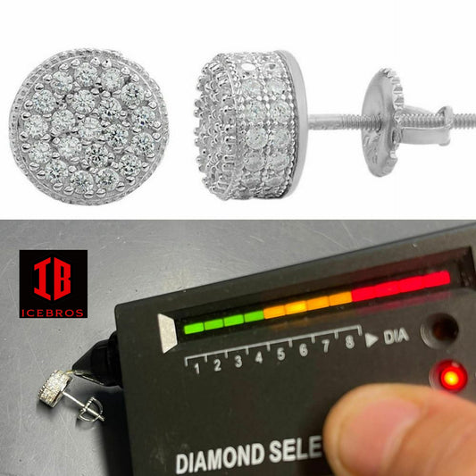 925 Sterling Silver Iced Round 3D Earrings 2.6ct Moissanite Passes The Diamond Tester Studs