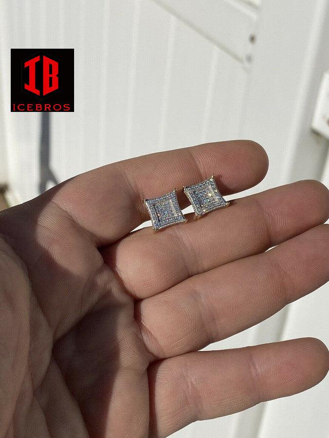 Men's 925 Sterling Silver MOISSANITE Iced 3D Kite Earrings Passes Diamond Tester