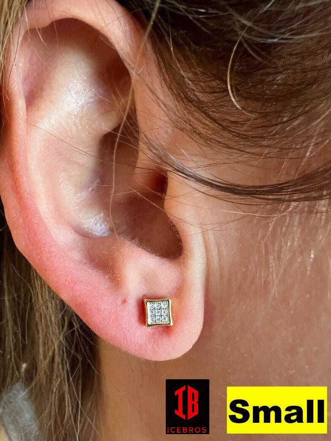 Iced Moissanite Screwbacks Square Shape Kite Earrings Pass Diamond Tester 4mm-18mm