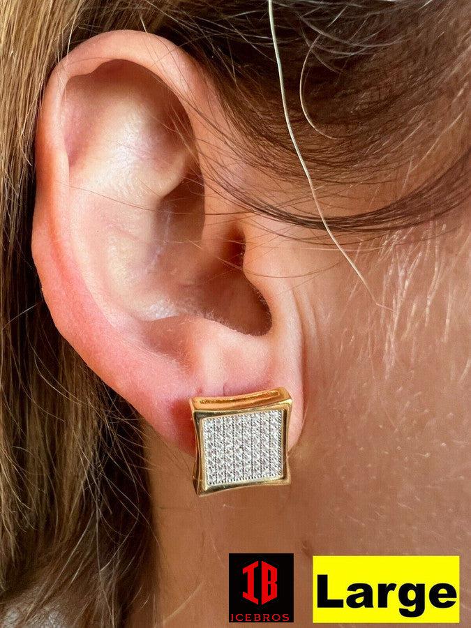 Iced Moissanite Screwbacks Square Shape Kite Earrings Pass Diamond Tester 4mm-18mm