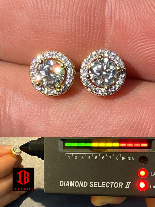Men's Ladies 925 Sterling Silver iced out MOISSANITE Earrings Studs