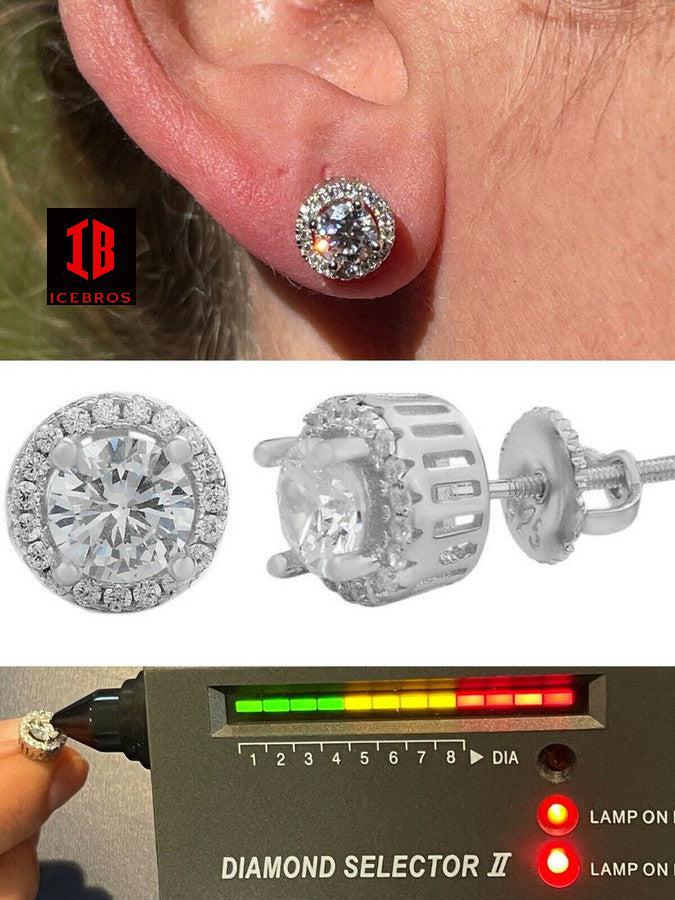 Men's Ladies 925 Sterling Silver iced out MOISSANITE Earrings Studs