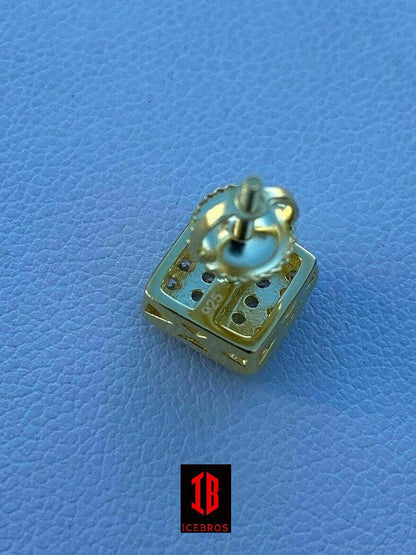925 Sterling Silver Iced MOISSANITE Square Screw back Earrings Passes Diamond Tester
