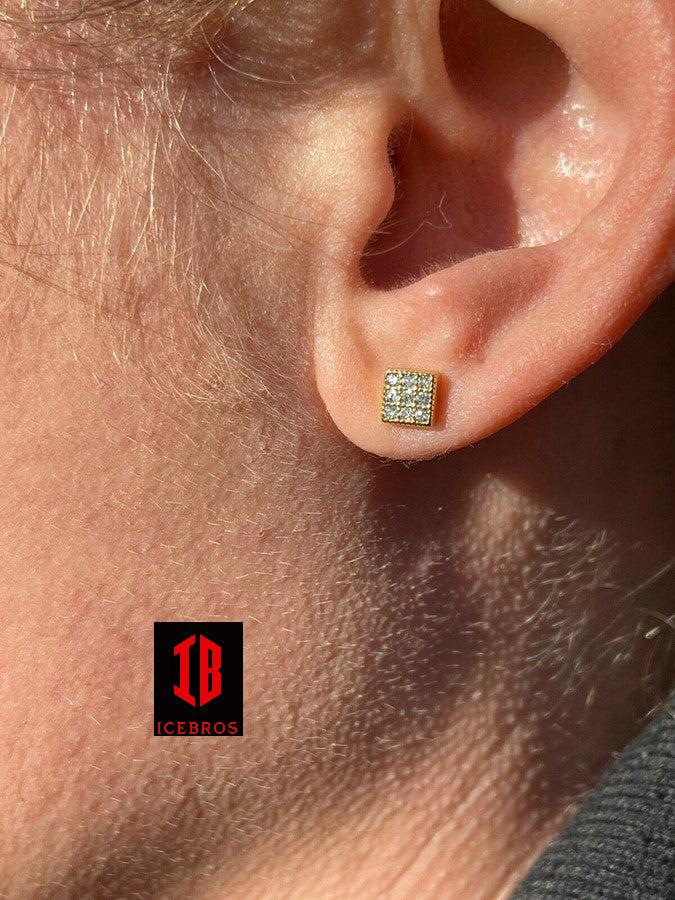0.2ct REAL Natural VS G Real Diamond Men's Ladies Earrings Iced Micro 5mm Square Earrings