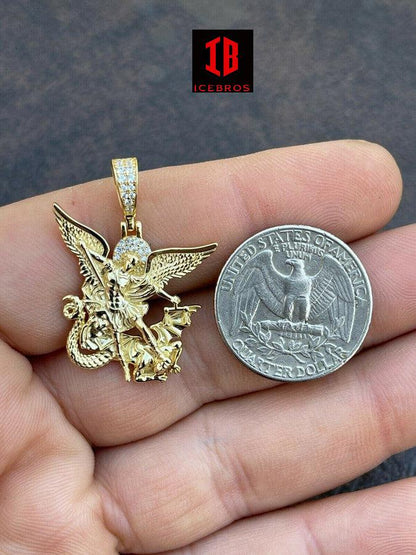 MOISSANITE Saint Michaels Archangel Chain Charm Passes Diamond Tester