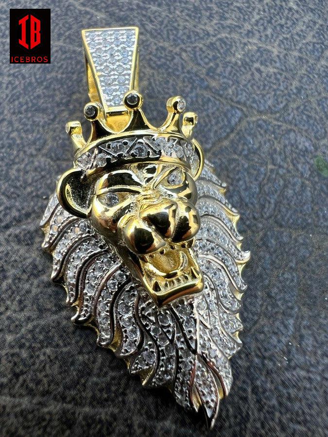 MOISSANITE Iced Rasta Lion Crown Pendant Necklace Passes Diamond Test