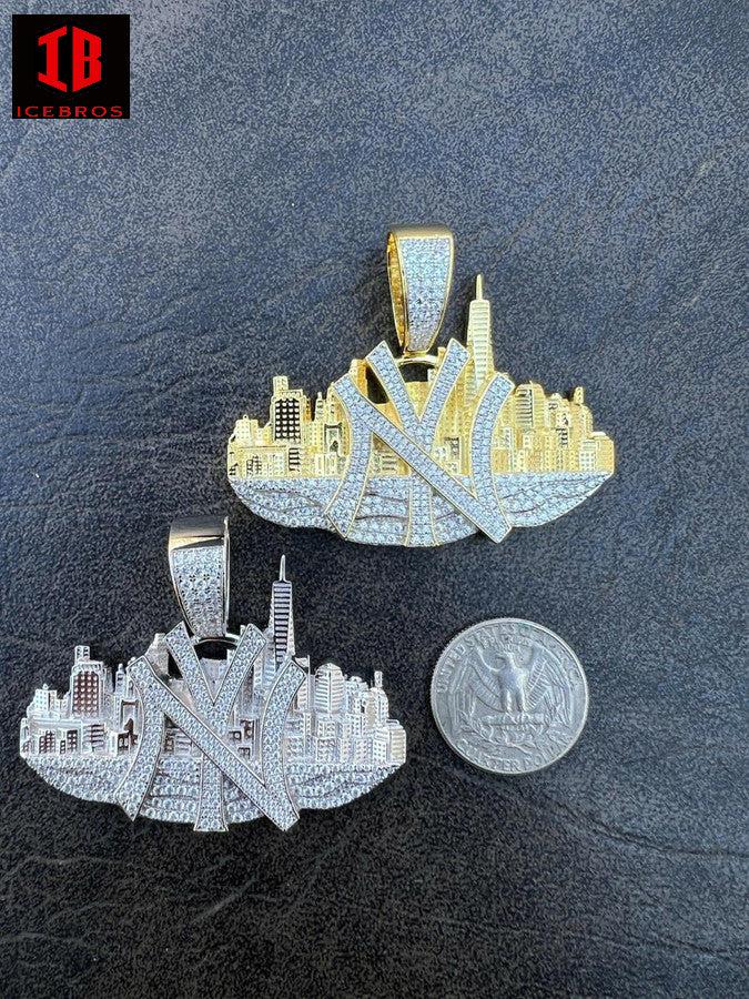 MOISSANITE Iced New York NYC Skyline Pendant Icy Real 925 Sterling Silver