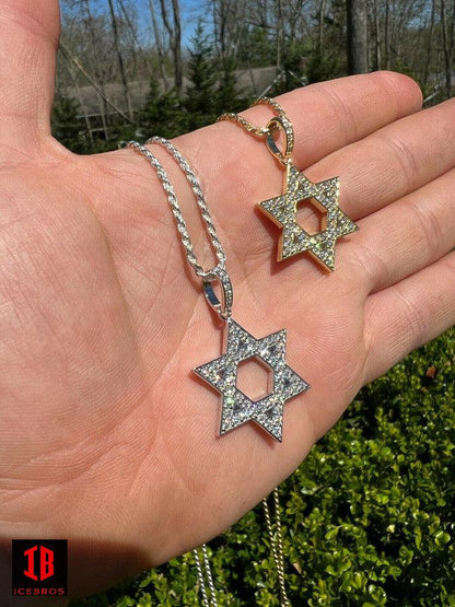 Moissanite Star Of David Pendant Iced 925 Sterling Silver Jewish Star