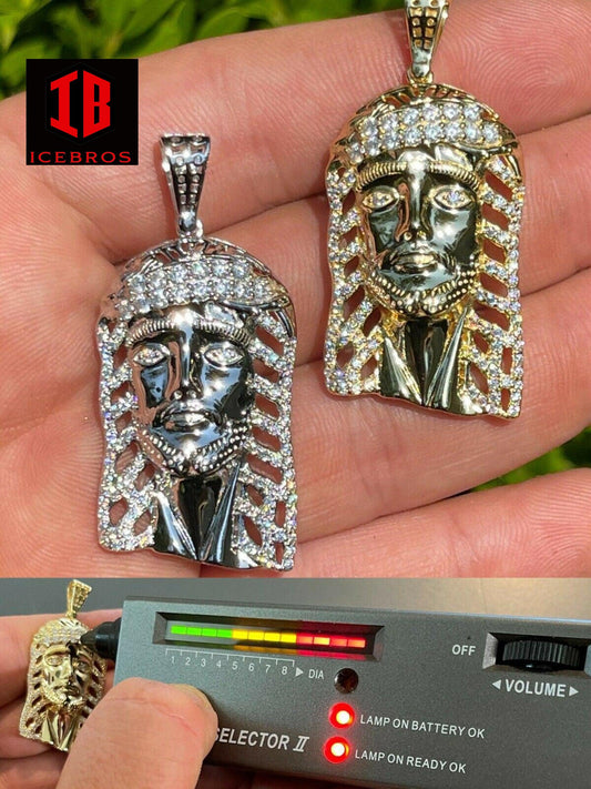 Men's Real 925 Sterling Silver Iced Jesus Piece Pendant Charm MOISSANITE