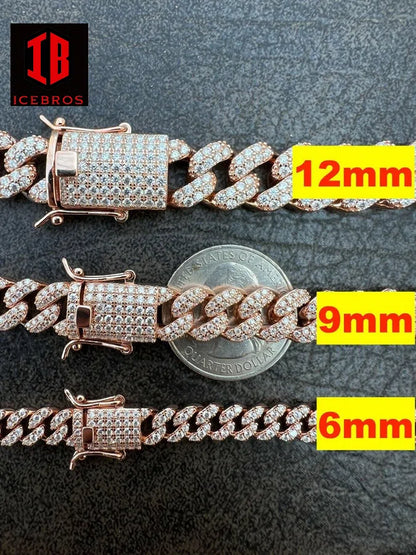 Detailed shot of Miami Curb Cuban Link Chain in Rose Gold with size variations
