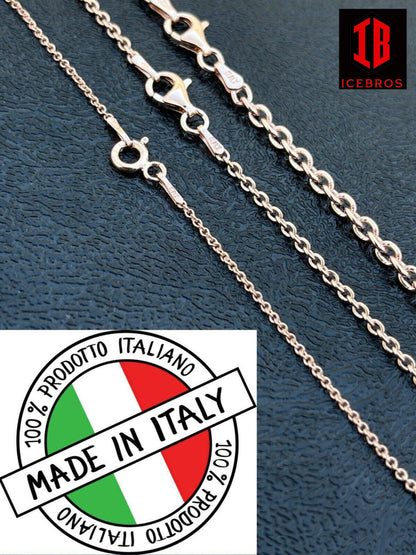 Real Solid 925 Sterling Silver Anchor Cable Chain Rolo Necklace ITALY (1mm-3mm)