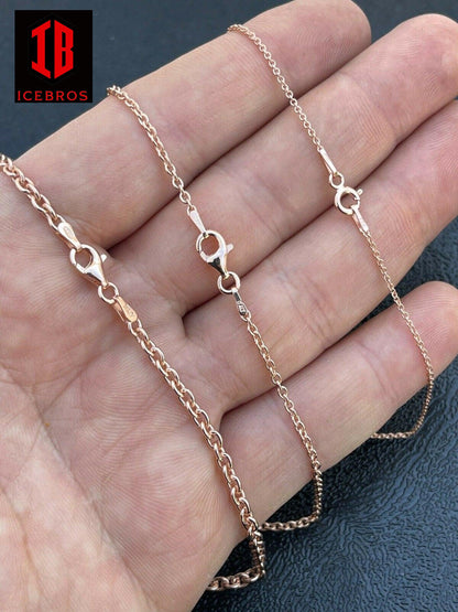 Real Solid 925 Sterling Silver Anchor Cable Chain Rolo Necklace ITALY (1mm-3mm)