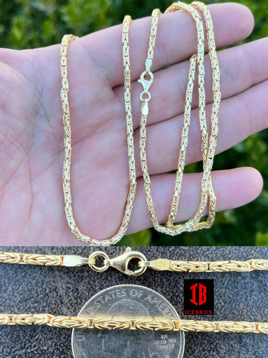 14k Gold Over Vermeil Over 925 Silver Byzantine Rope Chain Necklace 16-30" (2mm)