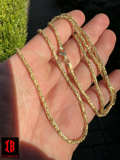 14k Gold Over Vermeil Over 925 Silver Byzantine Rope Chain Necklace 16-30" (2mm)