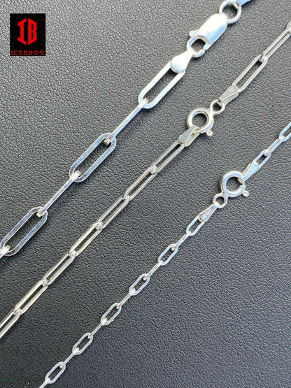 Women's 925 Sterling Silver Ladies Paperclip Rolo Chain Cable Necklace (2.5mm-4mm)