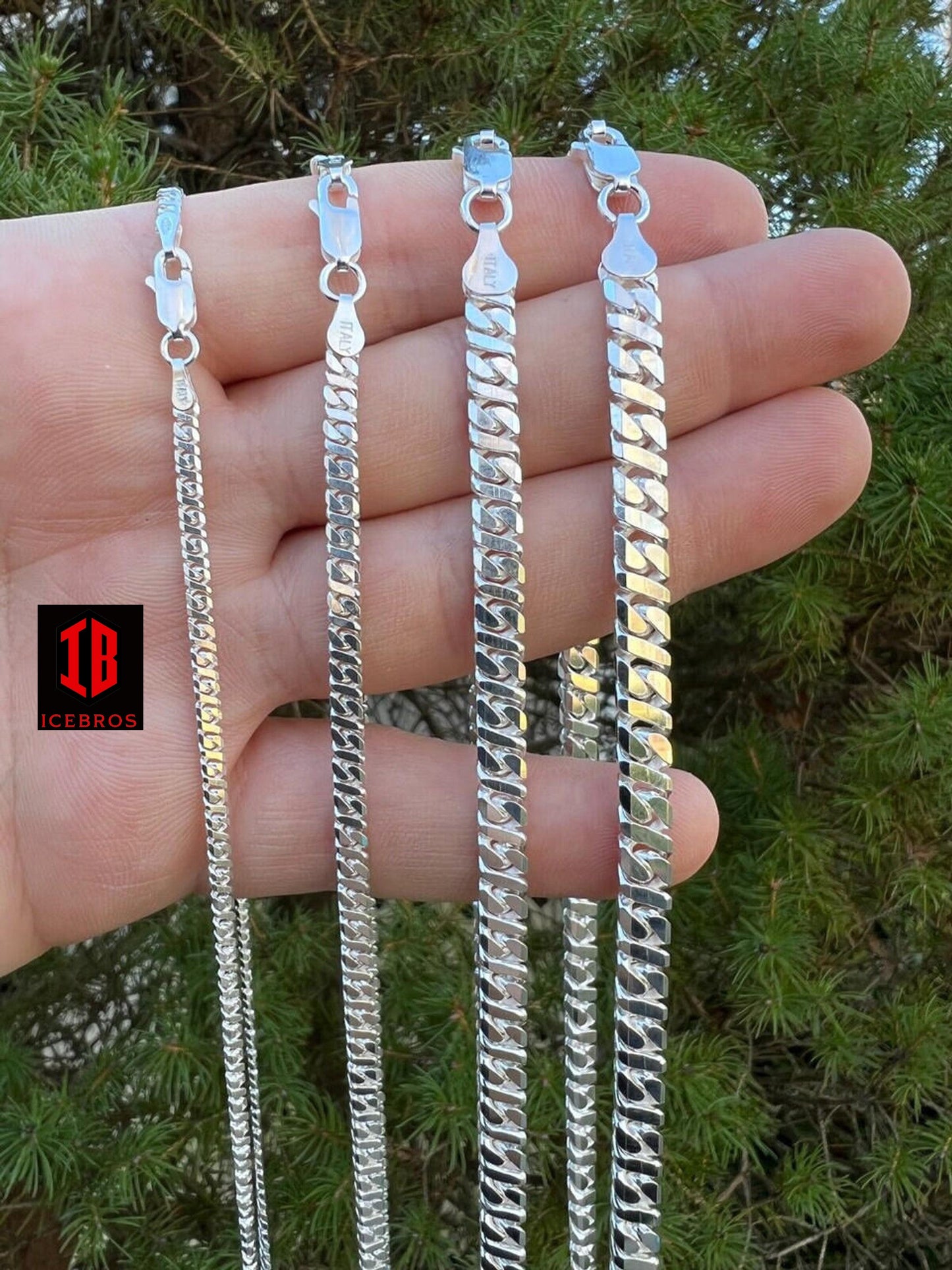 Real Dollar Cuban Link Chain Necklace Solid 925 Sterling Silver ITALY (2.5-6mm)