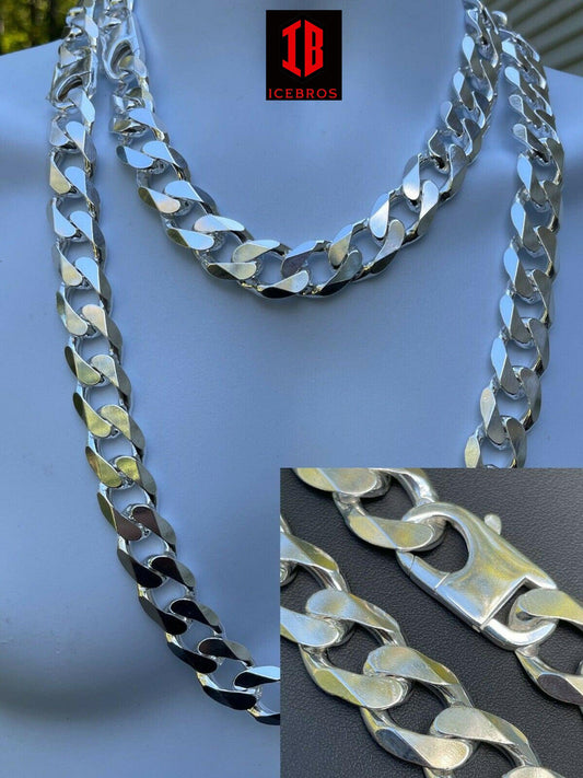 Vermeil 925 Silver Men's Hip Hop Miami Cuban Curb Link Chain Necklace (18mm)